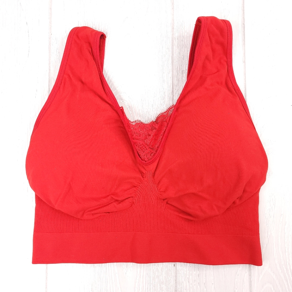 Rhonda Shear Ahh Bra Lace Trim Removable Pads L